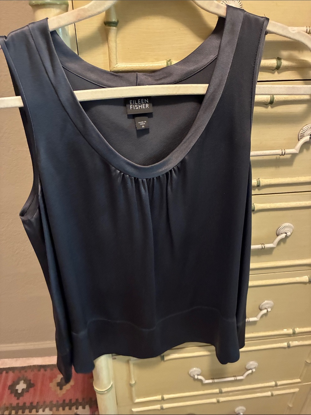 Eileen Fisher Deep Grey Scoop Neck Sleeveless Tank size M